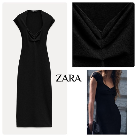 ZARA STRETCH MIDI DRESS - Picture 1 of 3